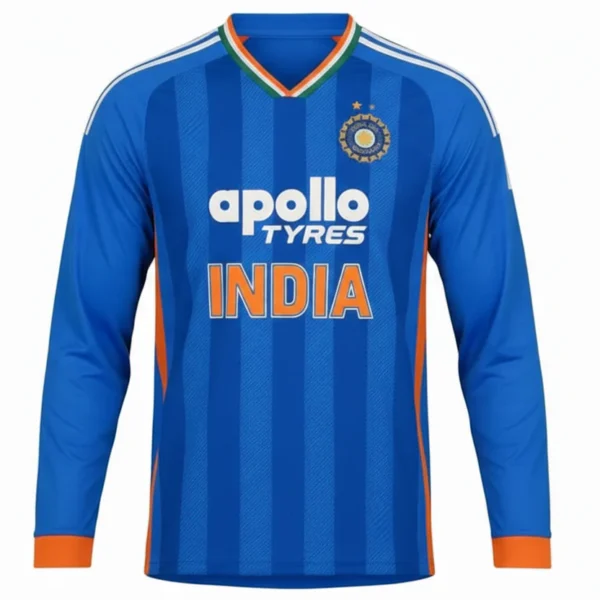 Customised Full Sleeves India Blue Cricket Jersey