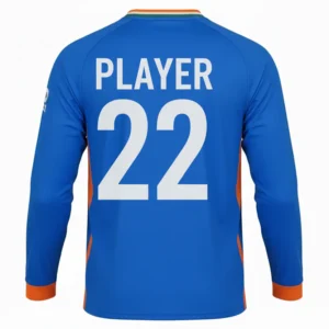 Customised Full Sleeves India Blue Cricket Jersey - Image 2